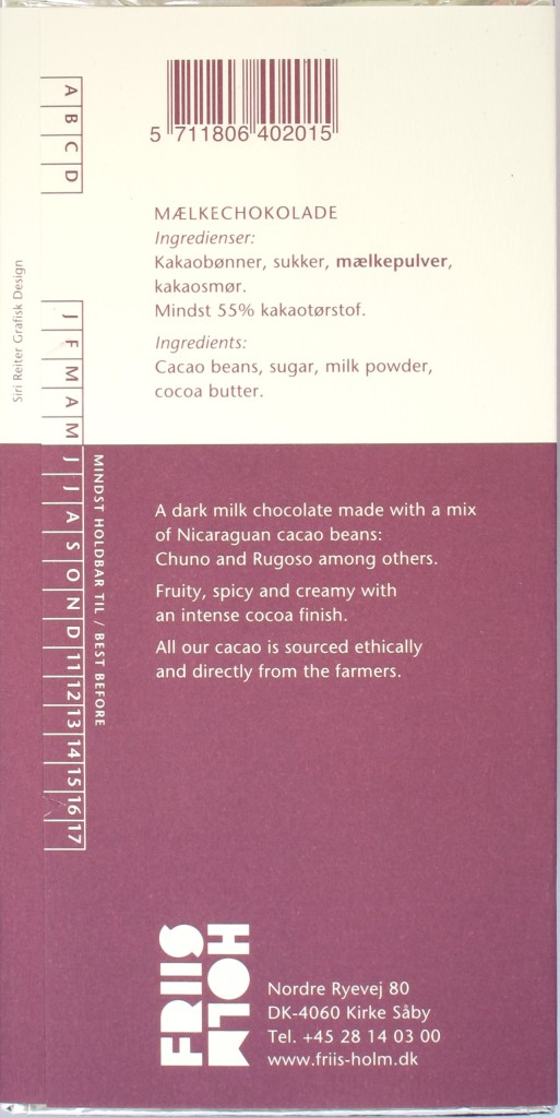 Inhaltsangaben: Friis Holm 55% Milchschokolade