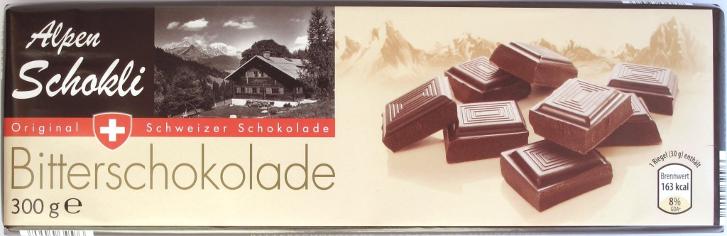 ALDI-Bitterschokolade "Alpen-Schokli"