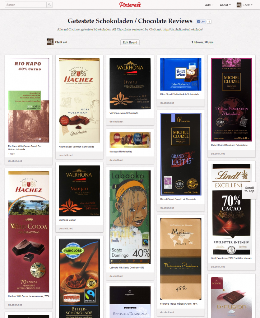 Pinterest-Feed -  Schokoladen-Testseite Chclt.net
