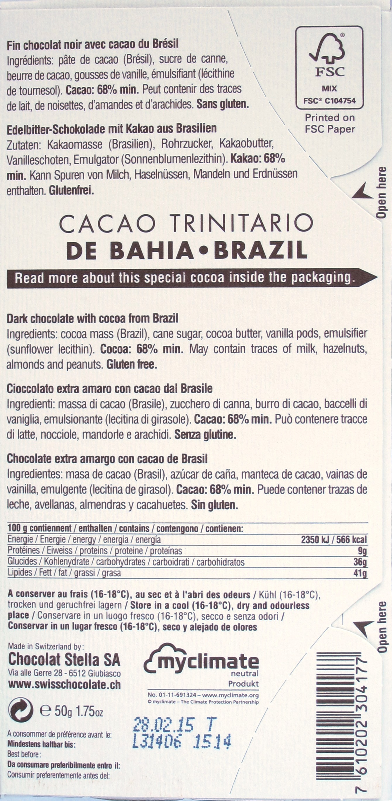 Stella 'Cacao Trinitario Brazil', Rückseite