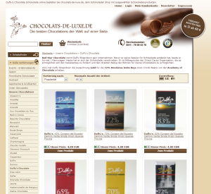 Screenshot Chocolats de Luxe-Website
