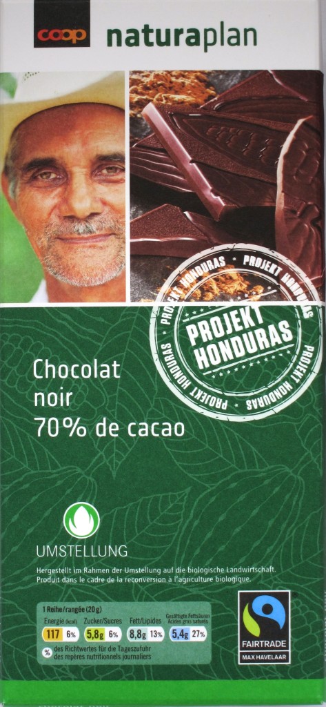 Coop Fairtrade-Bio-70%-Schokolade: Vorderseite