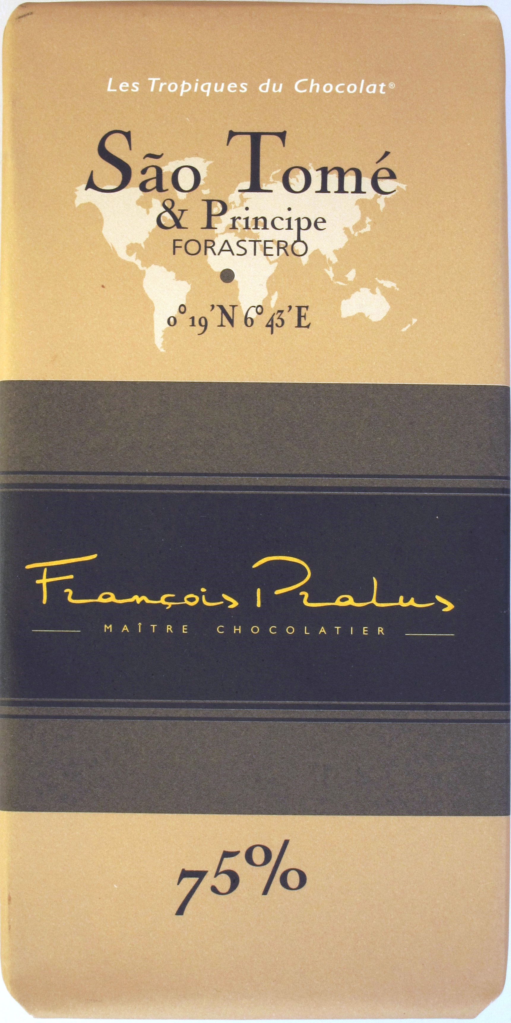 Vorderseite Francois Pralus Sao Tome & Principe Schokolade 75%