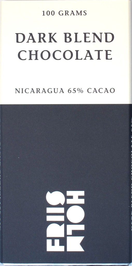 Umschlag der dänischen Bitterschokolade Friis-Holm Dark Blend Nicaragua 65%