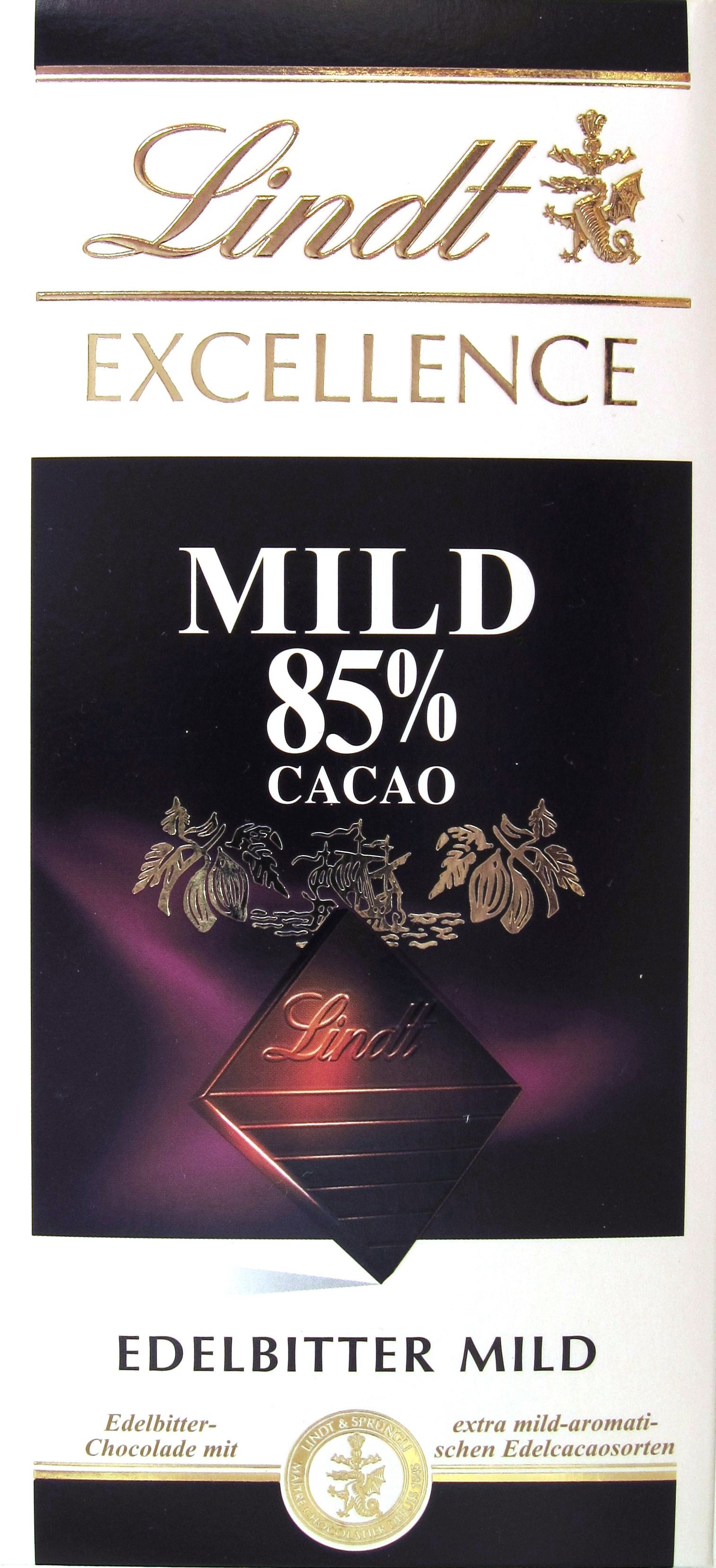 Lindt Bitterschokolade 85%, mild (Packung)