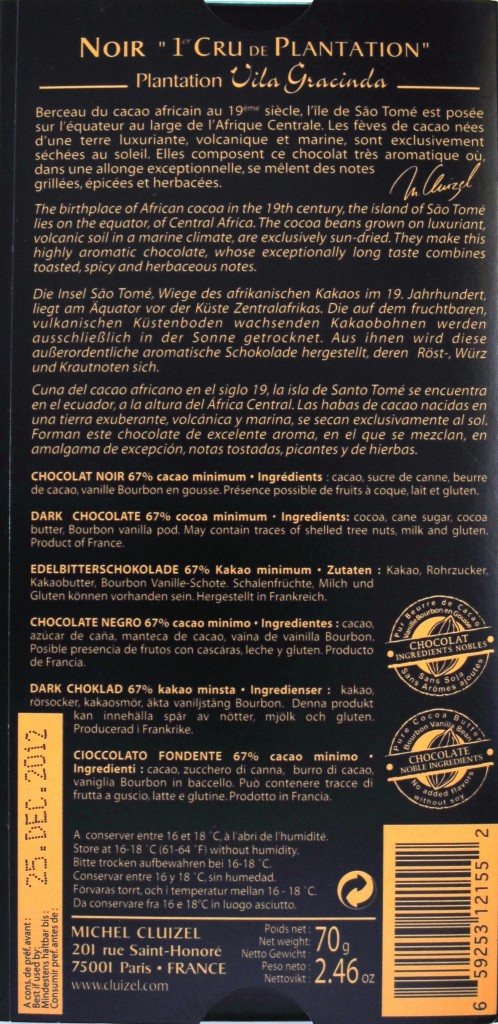 Michel Cluizel 67%ige Zartbitterschokolade "Vila Gracinda" - Inhaltsangaben