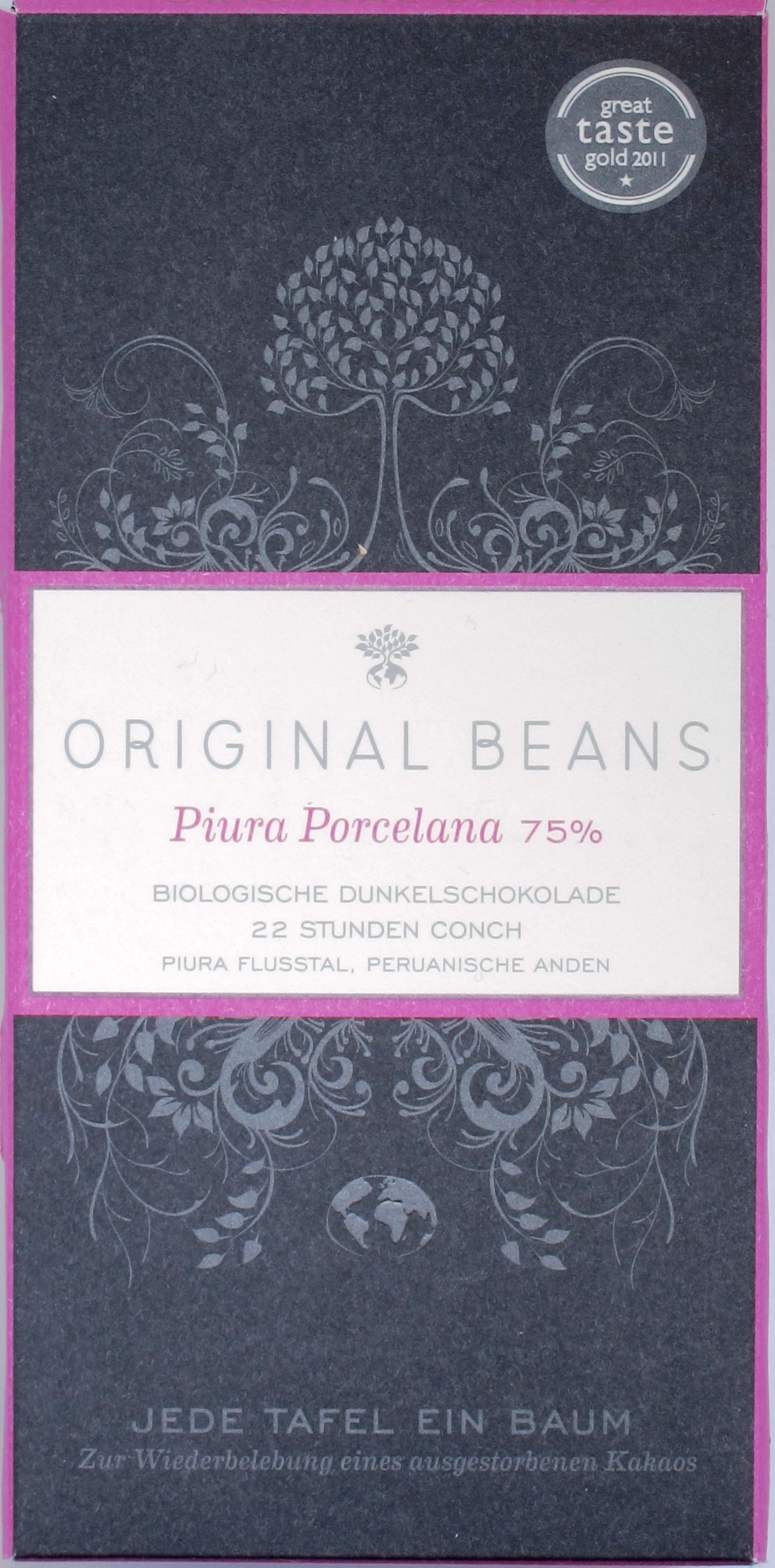 Packung Original Beans 75%-Porcelana-Schokolade aus Peru