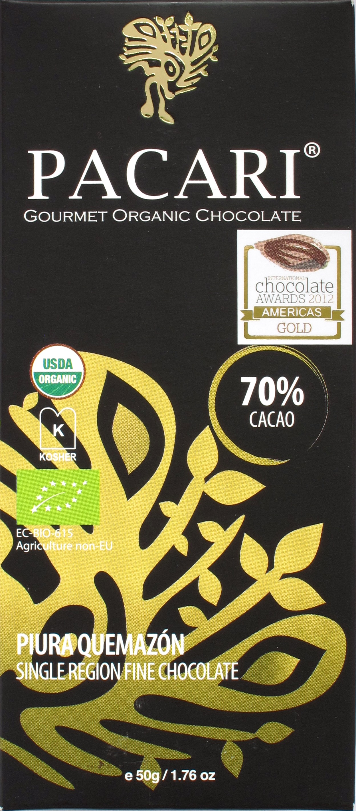 Pacari 70%-Schokolade 'Piura Quemazón', Vorderseite