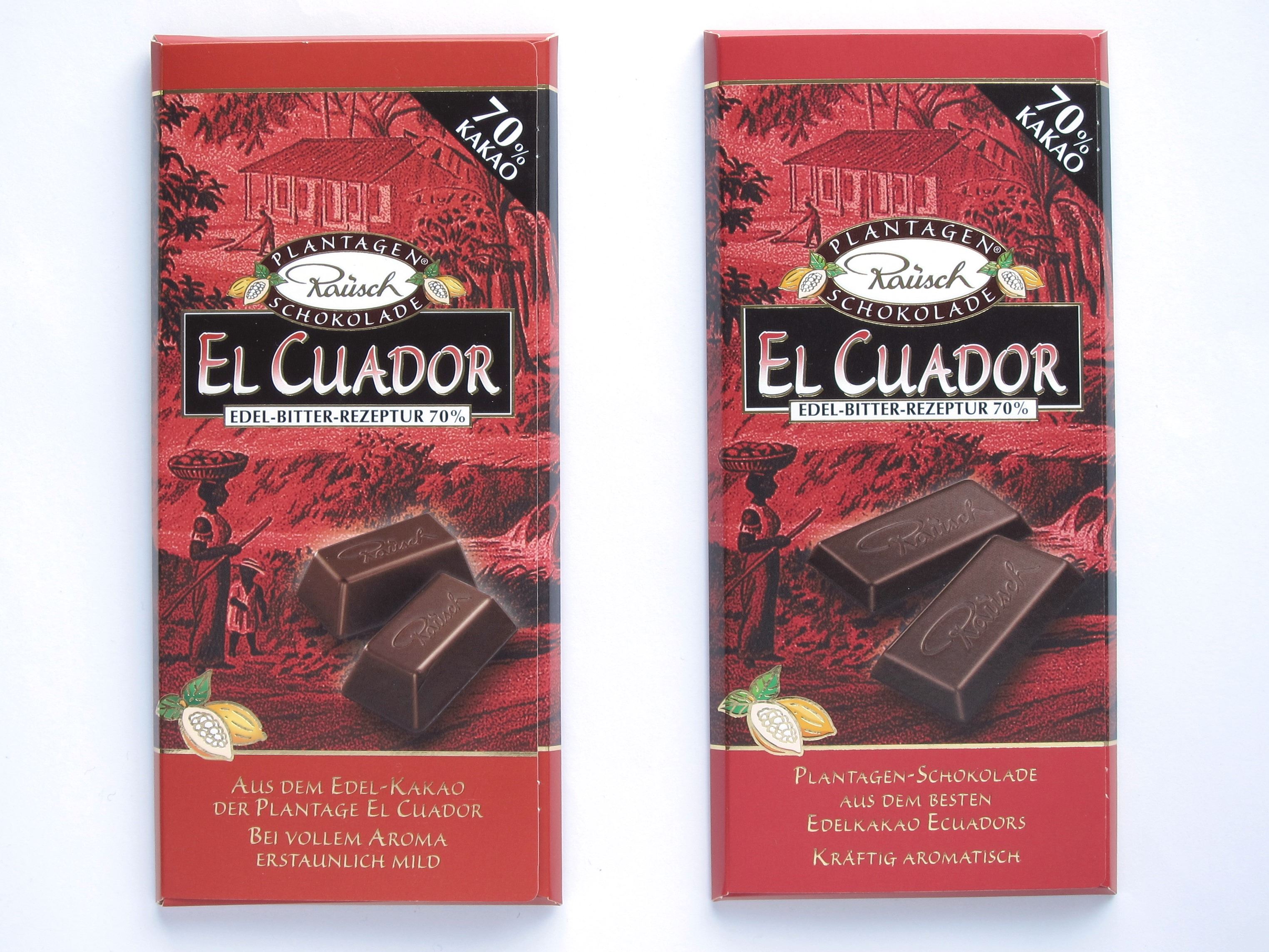 Rausch Plantagenschokolade El Cuador, 2 Tafeln