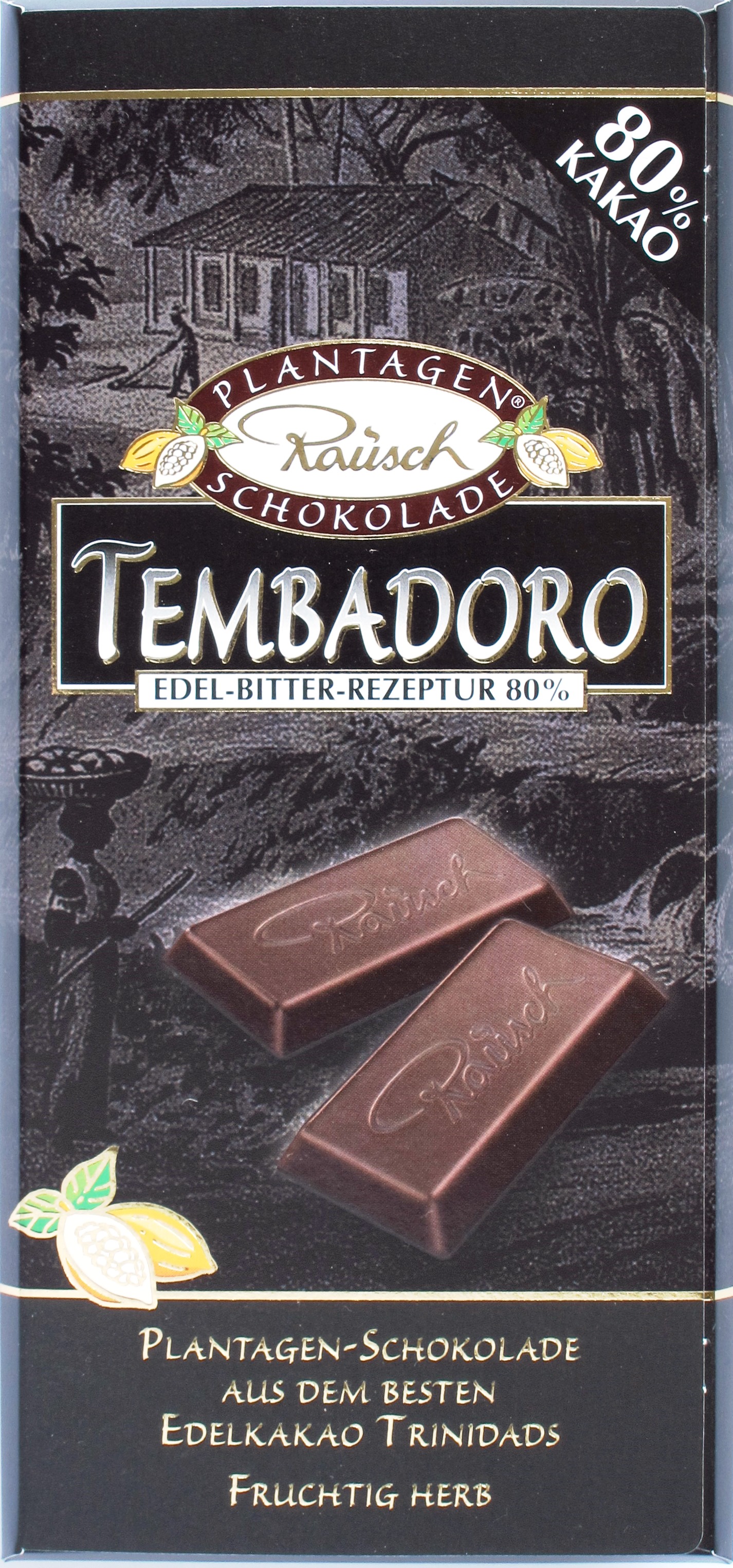 Vorderseite: Bitterschokolade Rausch Tembadoro, 80%