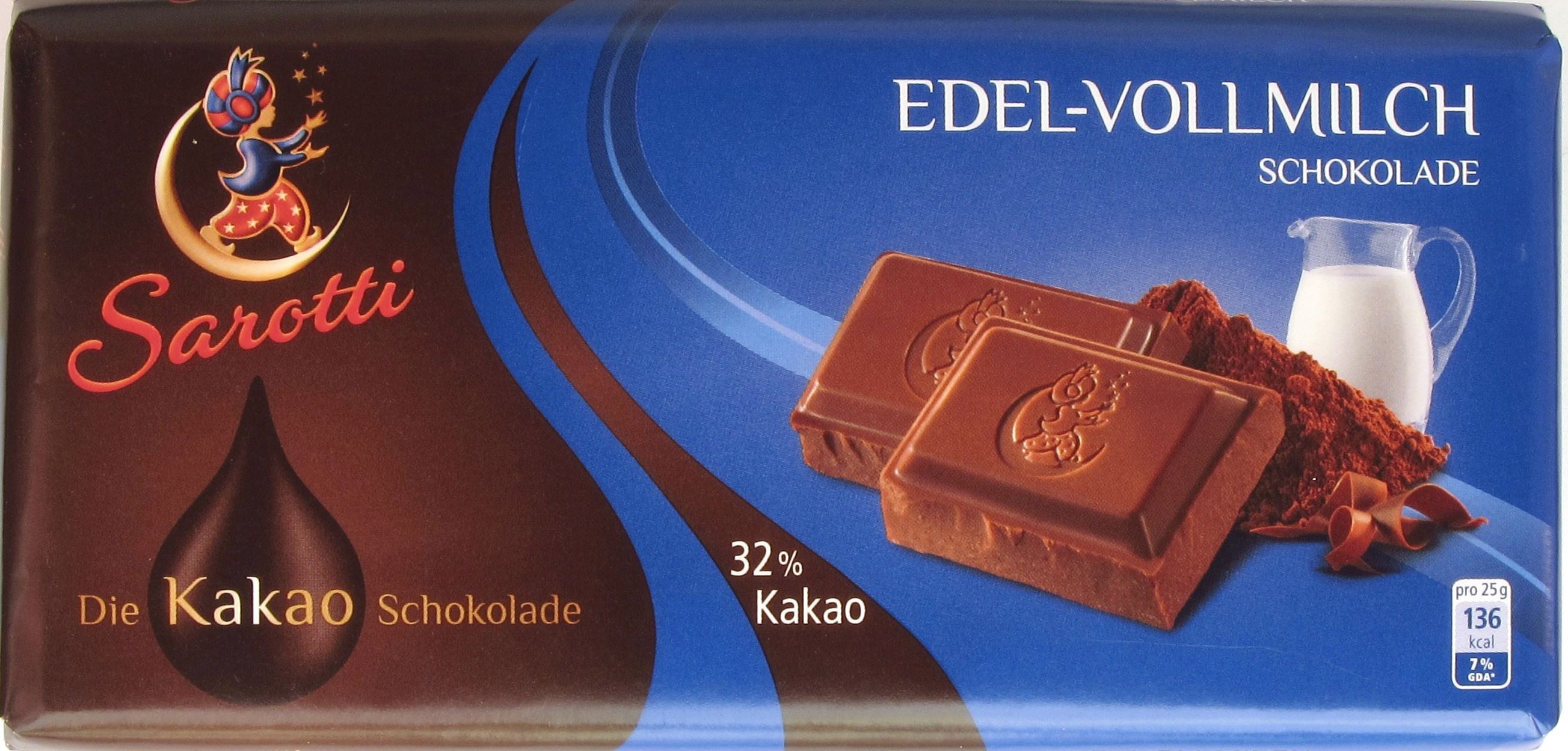 Verpackung Sarotti Edelvollmilchschokolade 32%