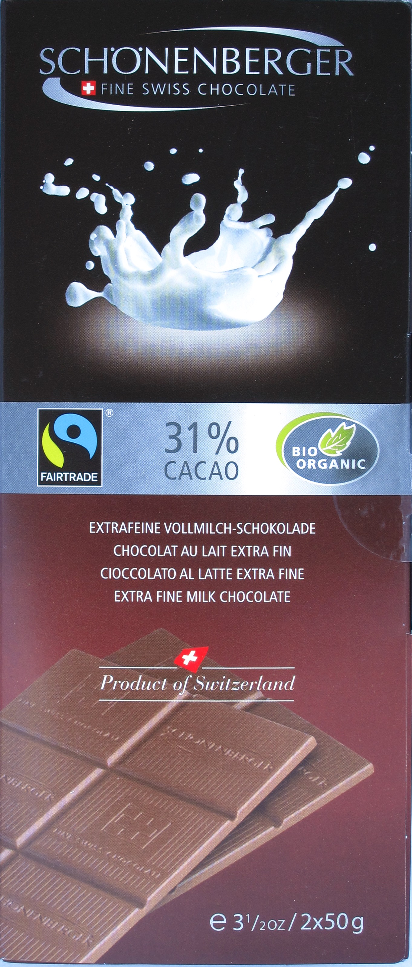 Umschlag, Schönenberger 31% Cacao