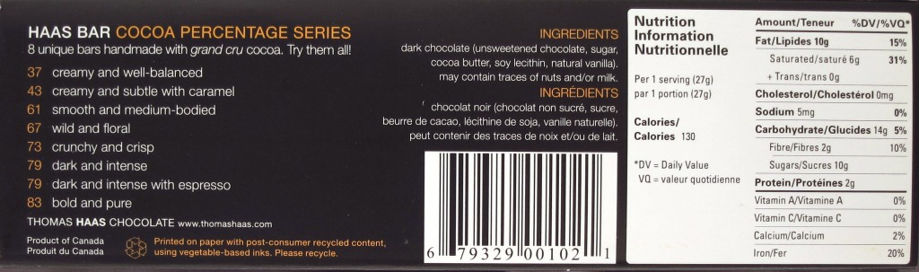 Thomas Haas Criollo-Schokolade 61% - Inhaltsangaben