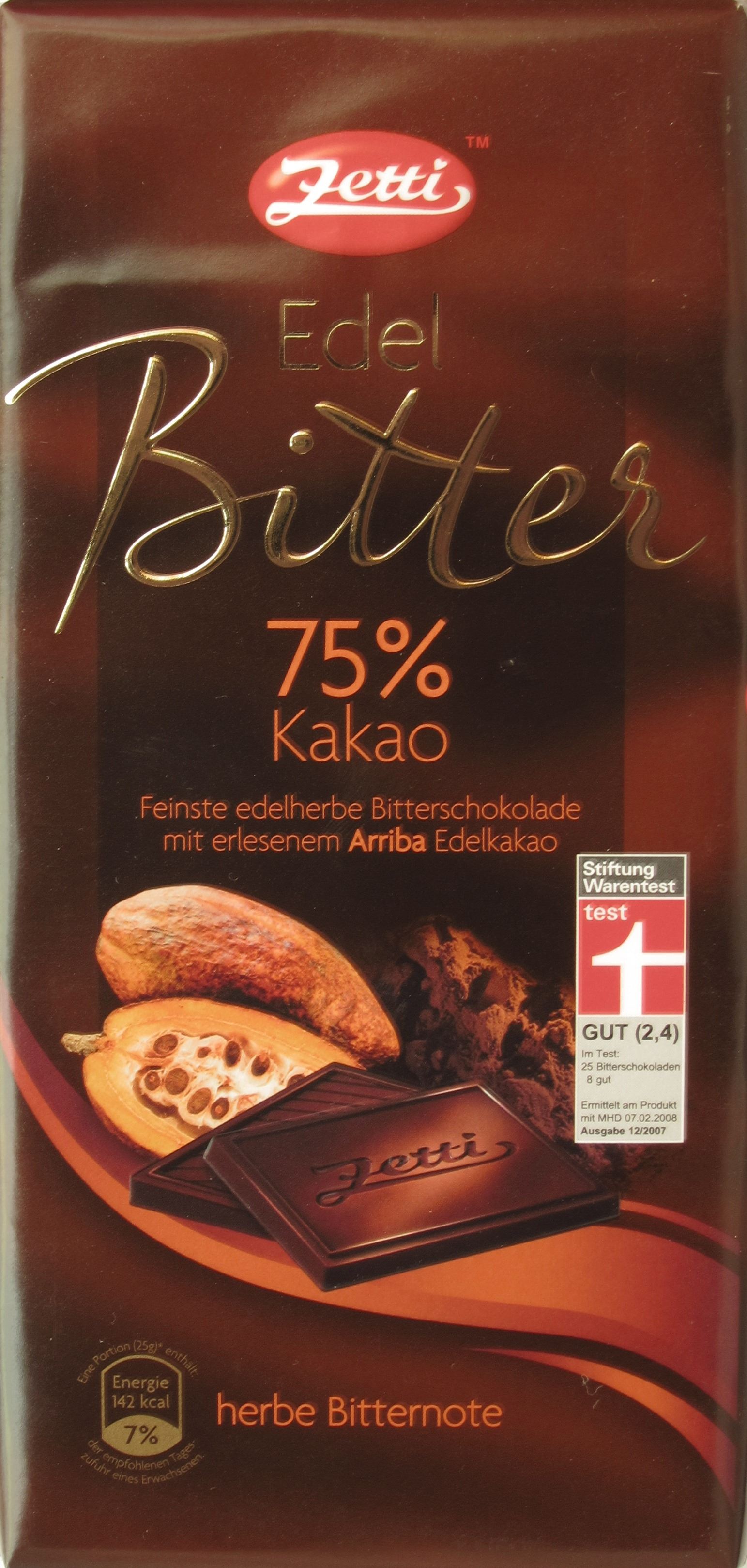 Tafel Zetti Bitterschokolade, 75%